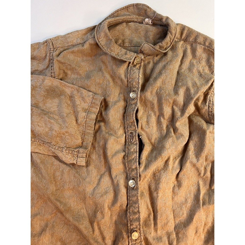 Vintage Women's Shirt Top Size Small Selvedge See Measurements Brown Selvage 60s